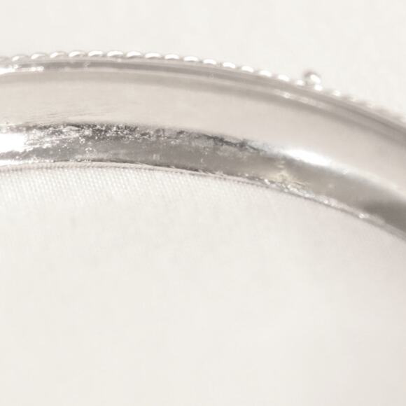 Silver Tone Bangle Bracelet Ornate Filagree Overlay - Picture 2 of 9